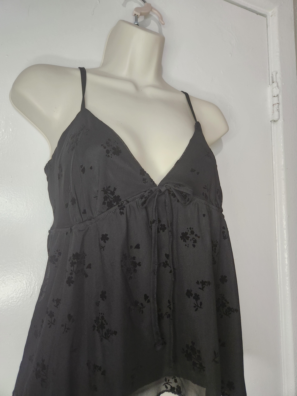 No Boundaries Black Floral Velvet Burnout Spaghetti Strap Top